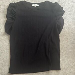 Loft black puff sleeve jacquard top XL